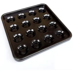 Pool Billiard Ball Tray for 16 Balls, 2 1/4-Inch Black Plastic Pool Ball Carrying Tray for Billiard Pool Table