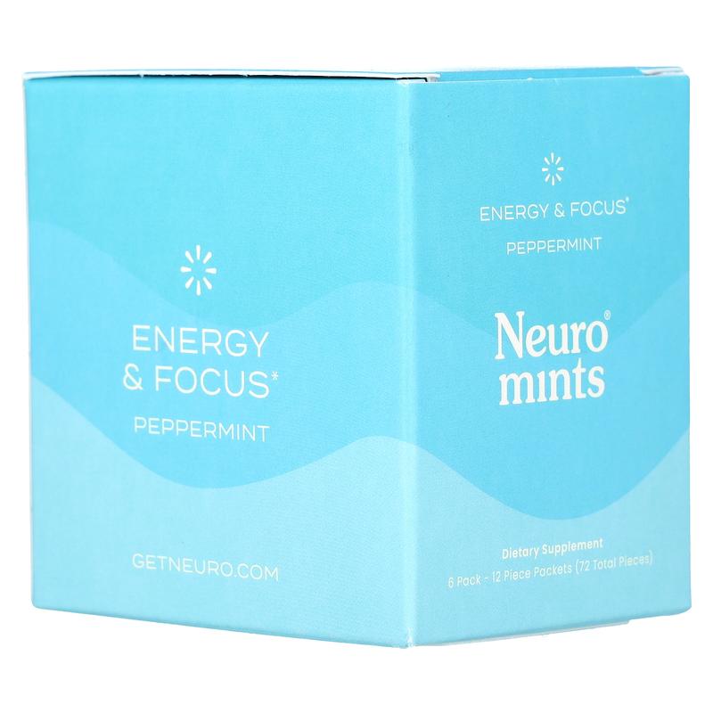 NeuroGum NeuroMints, Energy & Focus, Peppermint, 6 Packs, 12 Pieces Each