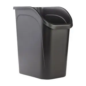 212 MAIN 9.4gal Resin Kitchen Trash Can - Black Under-Counter Wastebasket with Angled Open Design, Liner Lock Feature