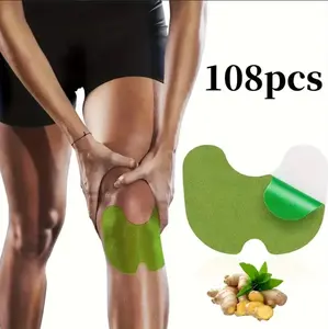 108-Piece Ginger Patches for Knees, Back, Neck & Shoulders - Heat-Activated, Non-Adhesive, Natural Ingredients, Safe for Sensitive Skin, Light Beige, Ideal for Muscles & Joints, Muscle & Joint Care, Simple Patch Design, Natural Ingredient Patch   A pack o