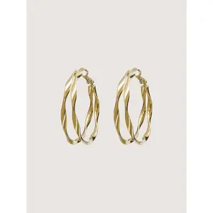 BLOOMCHIC 925 Silver Needle Textured Hoop Earrings