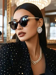 Vintage Leopard Print Cat Eye Glasses Frame, Fashionable Women's Eyewear, Metal Frame, Classic Style, Casual Decorative, Daily Wear