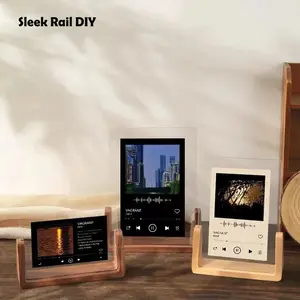Custom  Song Plaque -A  Personalized Acrylic Music Photo Frame with Wood Stand, DIY Customizable Album Cover Display for Room Decor & Gifts-cardless