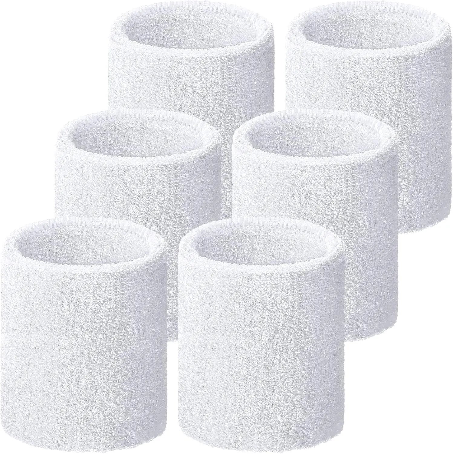 Wrist Sweatbands, Sports Sweatbands for Competition, Sweat Absorbent, for Basketball, Tennis, Football, Running and Work (Pack of 6)