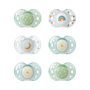 Tommee Tippee Nighttime pacifiers, 18-36 months, 6 pack of glow in the dark pacifiers with symmetrical silicone baglet