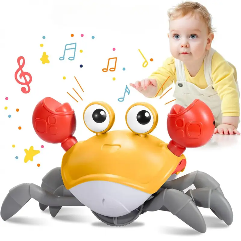 Electric Crawling Crab Design Toy, Automatic Avoidance Walking Sensory Toy with Music, Interactive Musical Toy, Summer Gift, Fidget Toys, Birthday Gif