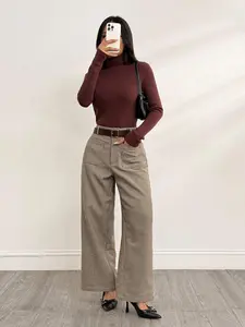 Houndstooth Thickened Suit Pants With Front Pocket,Business Casual Women,Khaki Women Pants,Professional Clothes,Women Dress Pants,Uniform Pants,Wide Leg Women Pants Plaid Pants Checkered Wide Leg Pants Wide Leg Pants Checkered Pants Plaid Wi