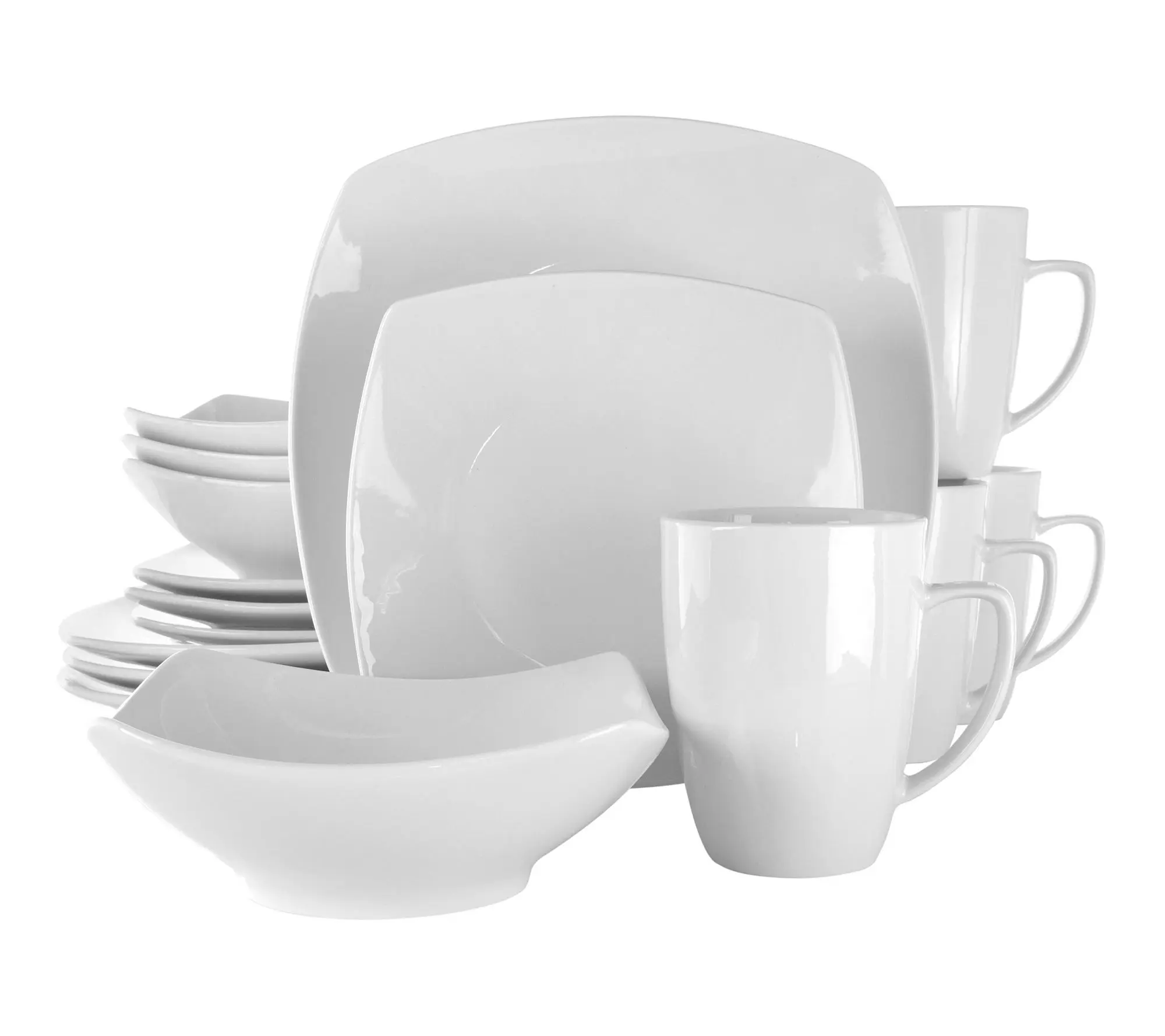 Elama Hayes 16 Piece Square Porcelain Dinnerware Set Elama Hayes 16 Piece Square Porcelain Dinnerware Set