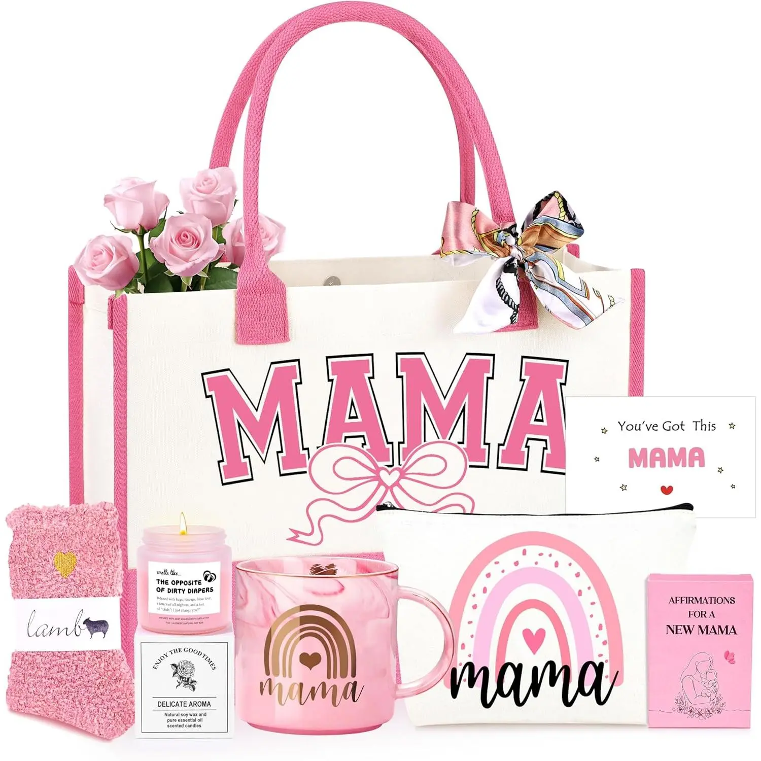 7-Mini-Item New Mom Care Package, Postpartum & Expecting Mama Gift Basket, First Mother’s Day & Birthday Present, Mothers Day Gift Ideas xmas party favor gift tiktokshopspringglowup Perfect Gift Bundle Relaxing Gift Box