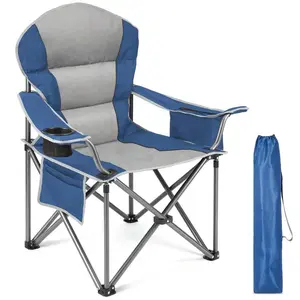 Heavy Duty Camping Chair 350 lbs Capacity Portable Folding Chair with Cup Holder Sturdy Steel Frame Outdoor Camping Chair Sunshade Camping Chair Double Portable Picnic Chair with Umbrella picnic patio