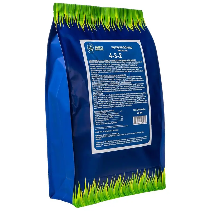 Supply Solutions 4-3-2 Nutri-Proganic Granular Fertilizer 25 Pounds - Slow Release Formula for Vegetable Garden Fruit Trees & House Plants - All Purpose Chicken Manure Fertilizer for Indoor & Outdoor Crops