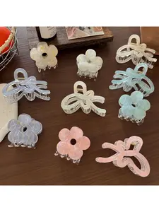 Jelly-colored striped hair clips, versatile faux-acetate hair clips, back-of-the-head updo shark clips, bun hair clips, hair accessories