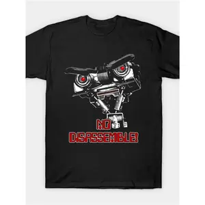 Men'S Johnny Five Graphic T-Shirt,  Cotton, Casual Crew Neck, Regular Fit, Non-Stretch Knit Fabric, With Robot Print For All-Season Tee