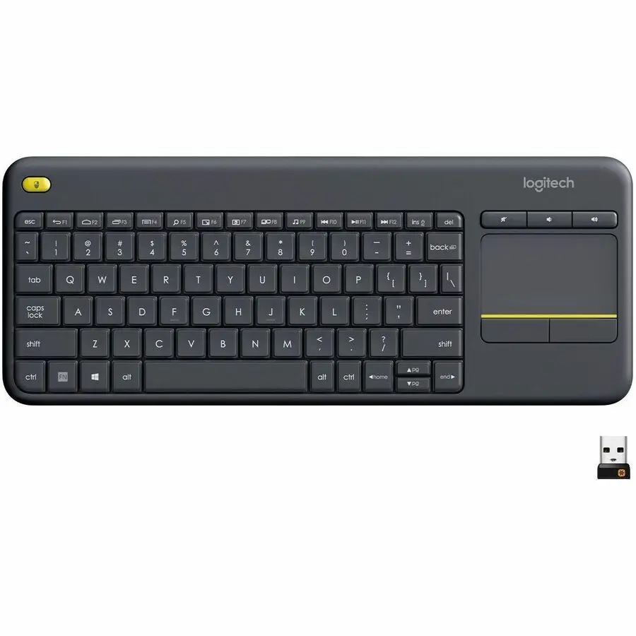 Logitech K400 Plus Plastic Wireless Touch Keyboard, Integrated Touchpad, Easy Media Controls for Computers & Office Equipment