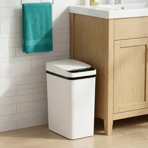 Automatic Touchless Garbage Can,Small Slim Garbage Can, 23.5cm*15.5cm*30cm 12L Small Motion Sensor Smart Trash Bin for Bedroom Bathroom Office Living Room Kitchen Home Household Suppliers - Restroom
