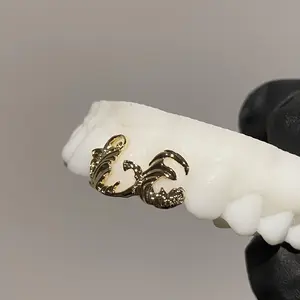 18k Gold Custom Waves Grillz Hand Out Hiphop Jewelry Grillz