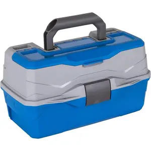 2-tray-classic tray tackle box-blue/gray fishing  combo