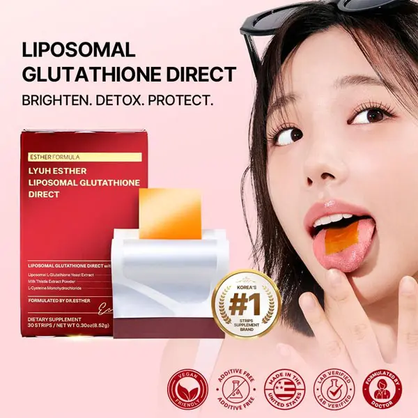 BIG SALE !!! ESTHER FORMULA Liposomal Glutathione Direct (284mg*30strips) Glutathione Strips, Korean Beauty Supplement Made in USA for antioxidant, Skin Tone Care, K-Beauty, Inner Beauty Healthcare Fitness beauty film
