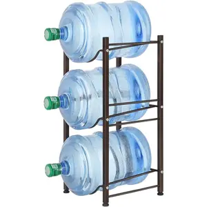 3-Tier Detachable Water Cooler Jug Rack for 5 Gallon Water Bottles, Heavy Duty Standing Storage Shelf for 3 Water Buckets Organiser, Dark Bronze
