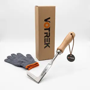 2026 New Crack Weeder Tool Crevice Cleaning Tool 13" Stainless Steel Manual grass Puller Tool Beech Wood Handle for Sidewalk Driveways Patio Paver Narrow and Wall Gaps