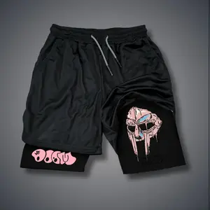 [Viral]  80s 90s Double-Layer Sports Shorts Graphic Shorts Black Camo Streetwear Shorts Men Outfits Men Vacation Outfits Shorts