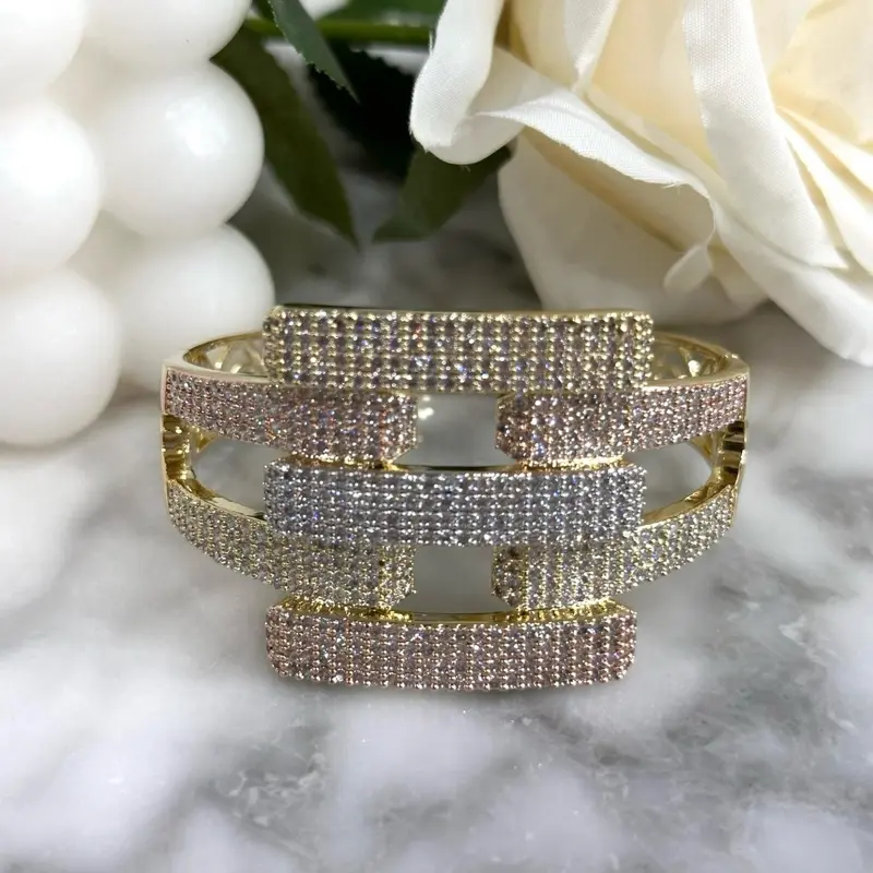 African Bangle Gold Plated 14k Size Small Sparkling Design Jewelry Accessory