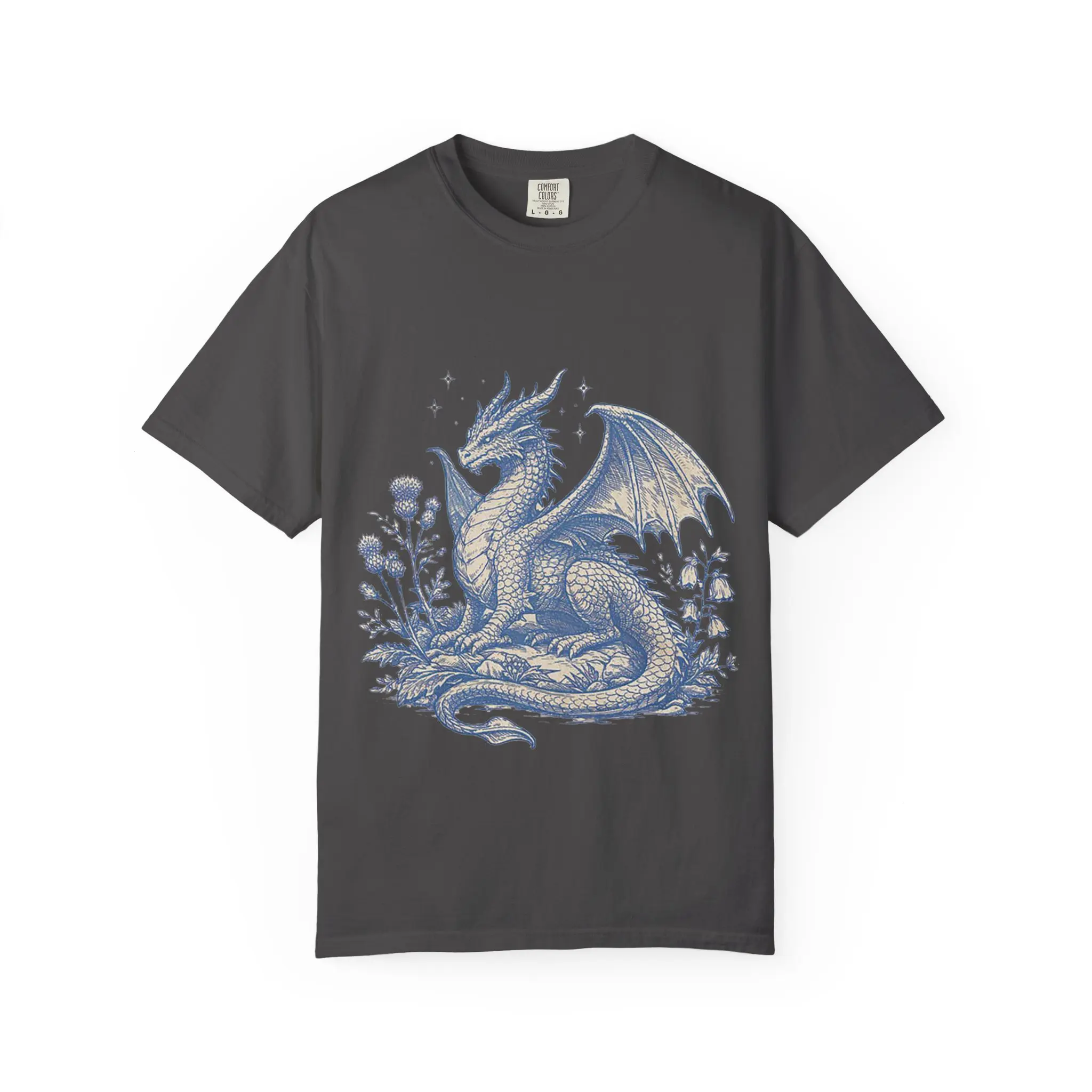 Vintage Dragon Shirt, Dragon Lover TShirt, Wildflower Dragon Shirt, Fantasy Reader TShirt, Cute Dragon Shirt Dragon Lover Gift