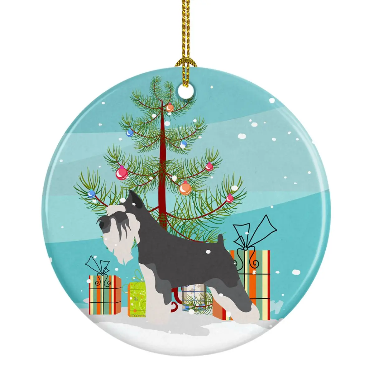 Miniature Schnauzer Christmas Porcelain Ornament, Paintable Festive Home Decoration, Ideal Holiday Gift