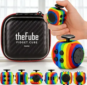 6-Sided Infinity Fidget Cube, Silent & Audible Mode Stress Relief Toy, Improve Concentration & Mindfulness, Anxiety Relief Hand Sensory Cube with Portable Carry Case for Kids and Adults