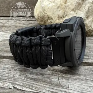 Quick Fit Paracord Watchband, personalized to replace bands for Garmin 20mm, 22mm and 26mm|Black