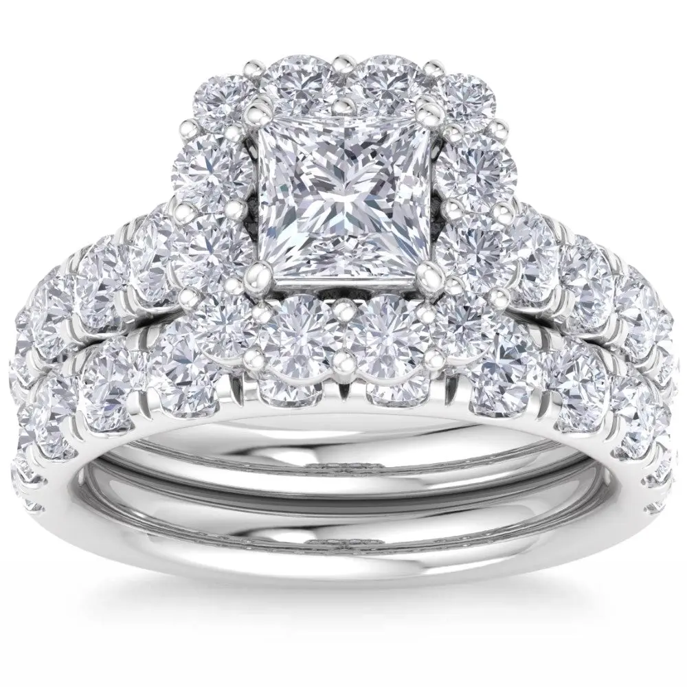 5Ct Princess Cut Diamond Engagement Matching Wedding Ring Set 10k Gold Lab Grown 5Ct Princess Cut Diamond Engagement Matching Wedding Ring Set 10k Gold Lab Grown