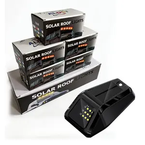 Solar Cab Lights for Trucks No-Drill Wireless Roof Marker Lights with 3 Suction Cups Auto On/Off IP67 5-Pack Solar Car Roof RGB Strobe Light 12 LEDs High-Intensity Illumination