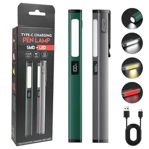 Rechargeable LED Penlight with LCD Power Display, 6 Modes Multi-Functional Pocket Work Light with Magnetic Clip, High CRI Medical Pen Light for Nurses Doctors, Inspection Flashlight for Mechanics EDC