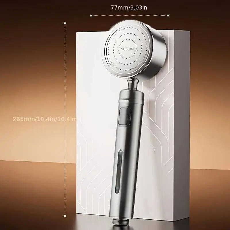 360° Rotatable Adjustable Stainless Steel Shower Head with Filter - Bathtub and Shower System, Water-Saving Pressure Spray, Wall-Mounted Round Bathroom Shower Head, Enhanced Cleanliness, Durable Brushed Finish, No Electricity Required, High-Quality