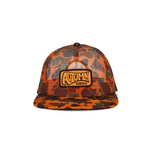 Autumn Headwear Camo Trucker Cap in Orange