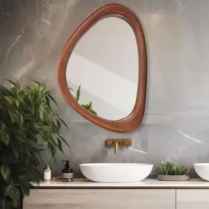 MAGFLERUM Irregular Wall Mirror, 30 * 20 inch Asymmetrical Wood Mirrors, Entryway Mirror, Hanging Vertically and Horizontally.Mirrors for Wall Decor (Black