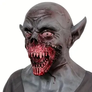 Latex Demon Vampire Full Head Mask - Realistic Bloody Fanged Spooky Halloween Adult Mask for Cosplay, Haunted Houses, Halloween Adult Masks, Realistic Adult Masks