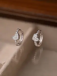 1pair Elegant Heart-Shaped Diamond-Studded Sweetheart Earrings