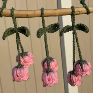 Crochet Lily of the Valley Keychains - Bright Pink- Soft, Fully Adjustable, Perfect Gifts
