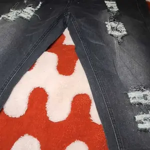 Men's Solid Color Ripped Jeans, Fashion Casual Comfy Slim-fitting Denim Pants for Daily Wear, Men's Bottoms for All Seasons, Jeans for Men, Cotton, Ripped Patch Jeans, Jeans Distressed