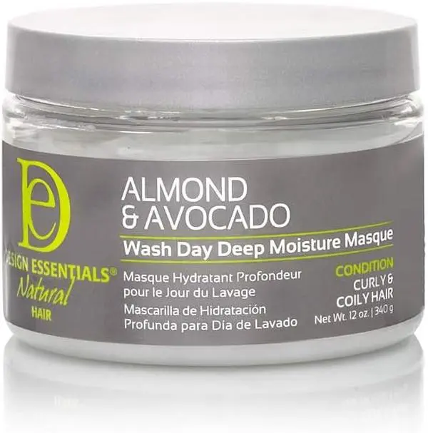 Design Essentials Almond & Avocado Wash Day Deep Moisture Masque with Sunflower Oil, Hydrating Hair Treatment for Curly Locks & Natural Beauty, For Coily & Dry Hair, 12 oz, Moisturizer, Haircare, Nourishing