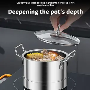 Stainless Steel Multi-Grid Steamer Pot for Induction Cooktops, Ergonomic Handle, Stackable Design, Ideal for Eggs, Soups, Stews