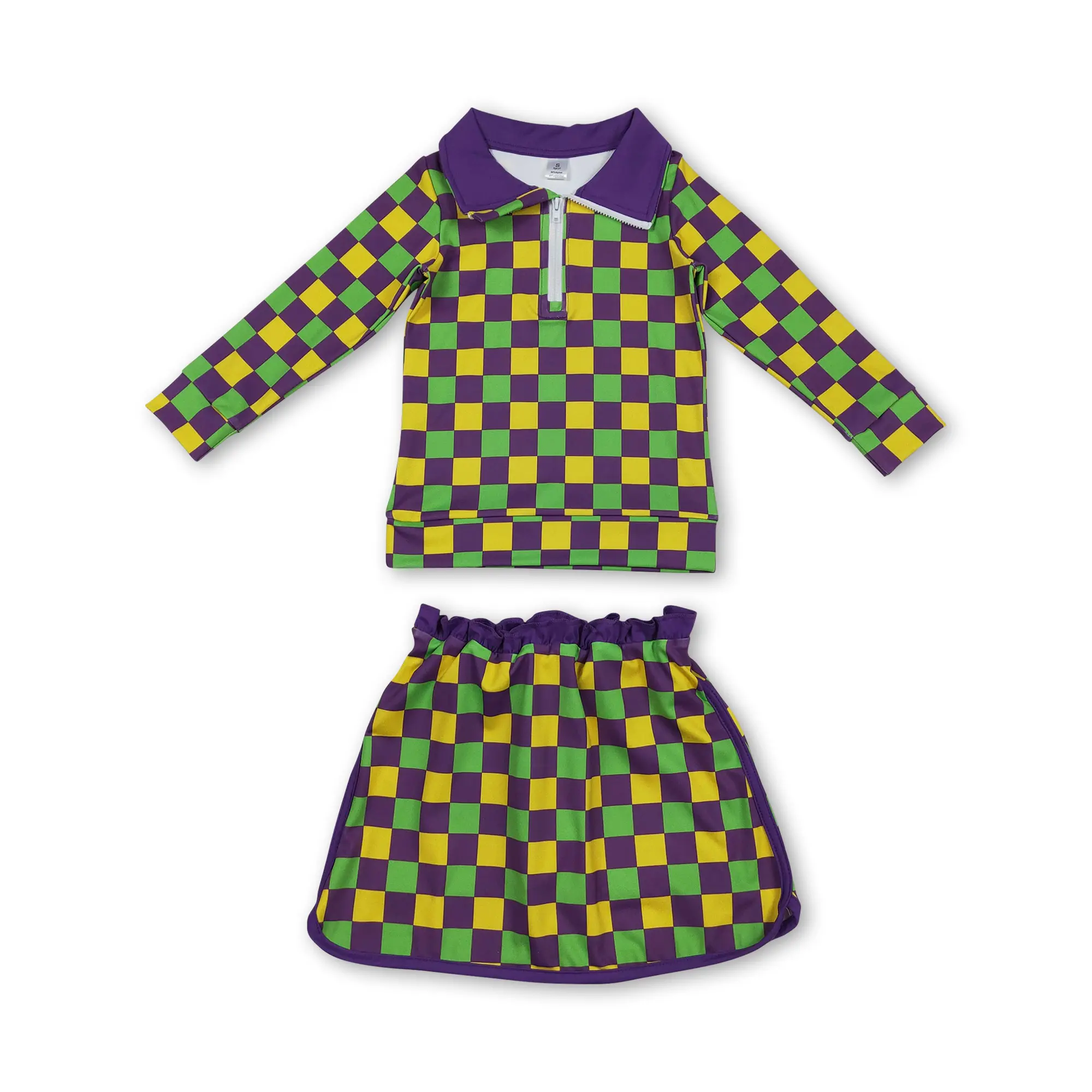 CFS Girl Atheletic Clothes Cheer Mardi Gras Yoga Outfit Quick Dry Sports Clothes GLD1362
