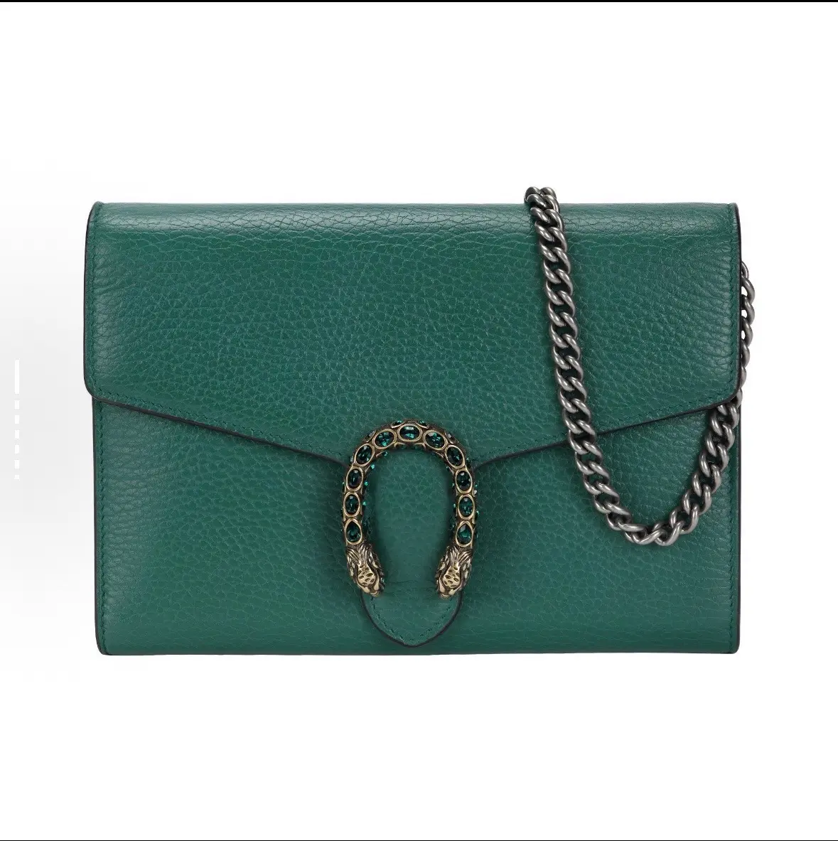 Pre-owned GUCCI Peacock Green Crystal Dionysus WOC Crossbody Wallet On Chain 2604729