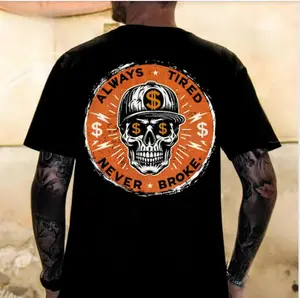 ALWAYS TIRED NEVER BROKE Skull Print Men's T-Shirt unisex shirt, Hoodie, Sweatshirt, Spooky Season, October Vibes Only, bold graphic tee, graphic tee shirt, Aesthetic, Skeleton Graphic,Trendy, 90s, Daily Wear, spooky halloween shirt, tattoo tee