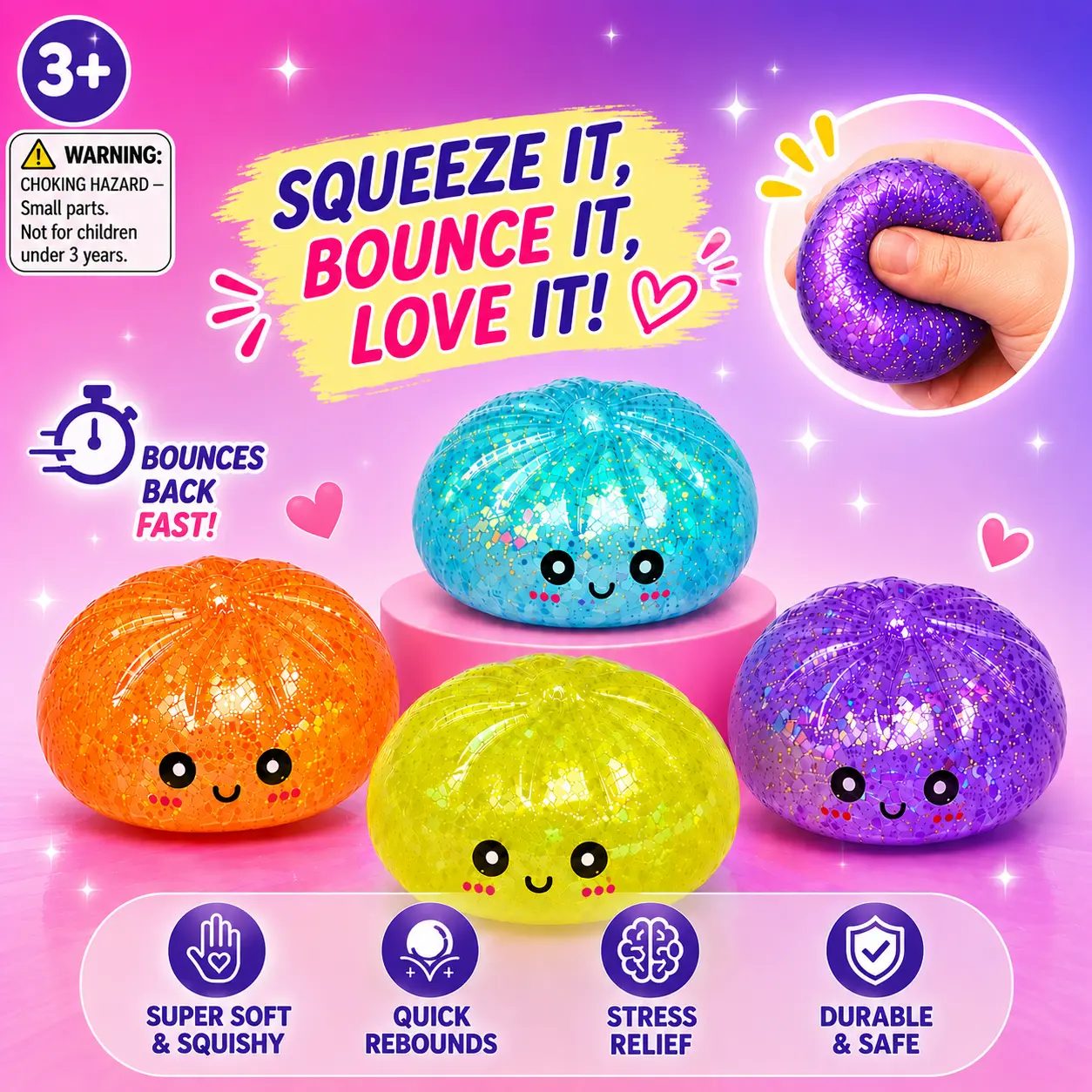 Quick-Rebound Squishy Dumpling Fidget Toy – Ultra-Soft TPR Stress Relief Ball, Cute Steamed Bun Sensory Toy for Focus, Anxiety & Desk Play (Kids & Adults)