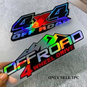 4x4 Laser Rainbow Off-Road Stickers! Neon Glow Waterproof Vinyl, Car Truck Decal, Fits Trucks/SUV/ATV/UTV. Mud/Snow Terrain Fender Design, Easy to Apply & Remove No Residue, Durable & Stylish, Must-Have for Off-Road Lovers!