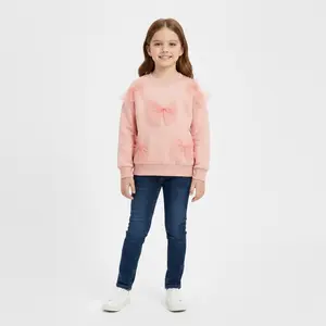 Toddler & Kids Pink Tulle Bow Sweatshirt (Ages 3T–8T)