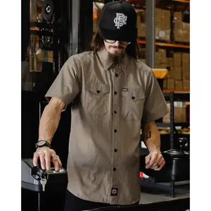 WorkForce Short Sleeve Work Shirt - Khaki & Black
