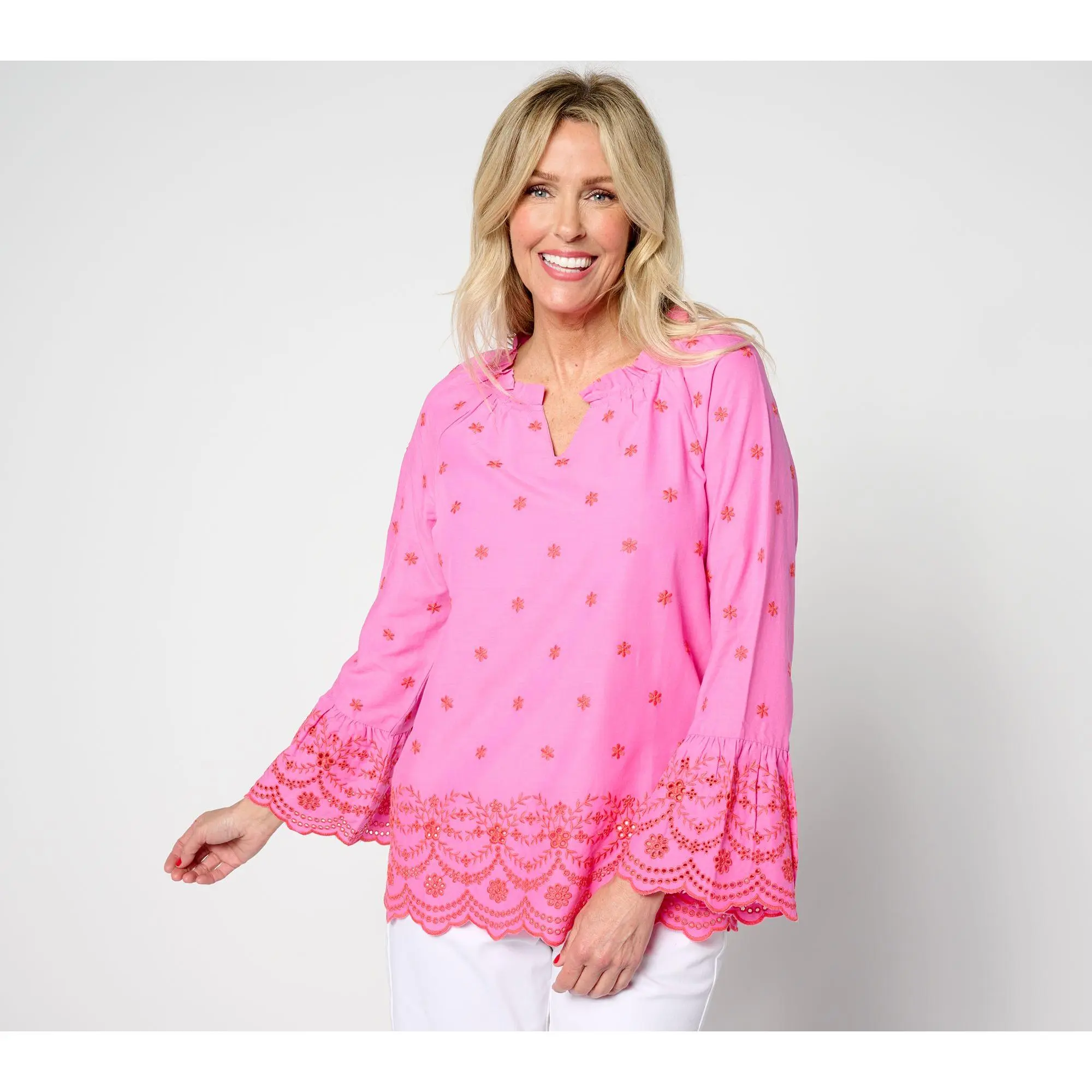 Belle by Kim Gravel Daisy Pop Embroidered Blouse